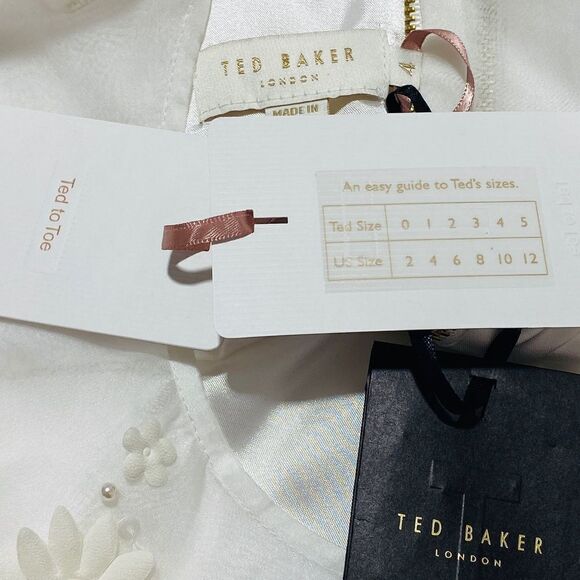 TED Baker Findon Ivory Embellished Floral Dress - Picture 13 of 14